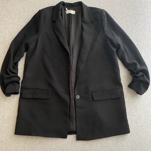 Mango ruched sleeve blazer